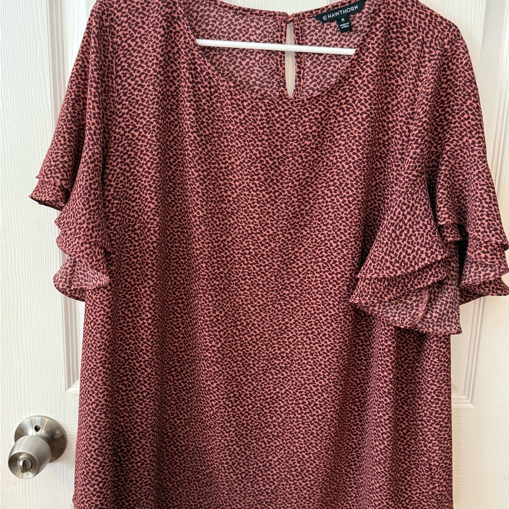 41 Hawthorn Patterned Blouse with Layered Sleeves